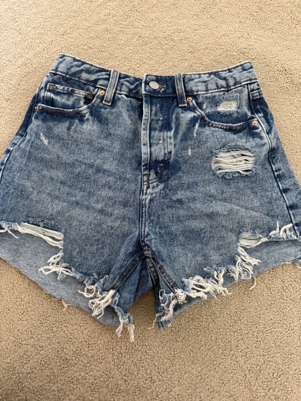 wild fable High-Waist Distressed Denim Shorts - Blue Wash